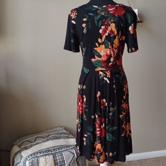 DouBCQ Women's Floral Print Casual Flowy Pleated Loose Dress with Pockets‎ Sz L - Picture 10 of 15